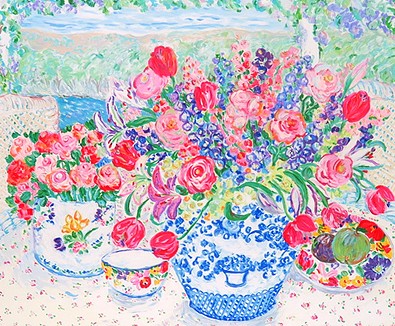 レスリー・セイヤーの絵画作品　タイトルは、カントリーフラワー